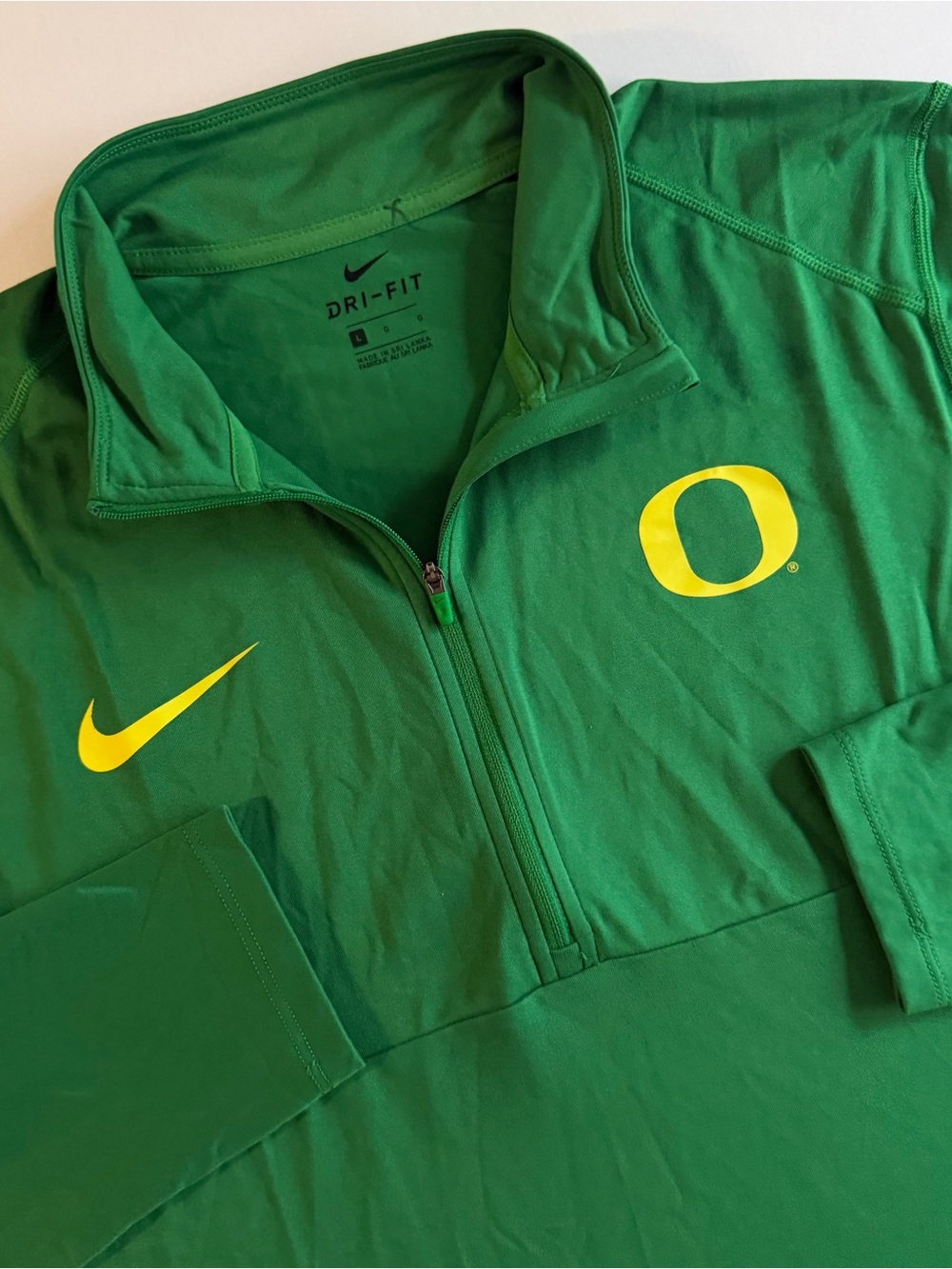 Oregon Ducks Nike 1/4 Zip Men L SLIM Preppy Football Mock Neck Sweatshirt